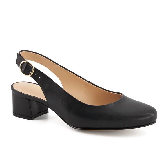 NEW ANDREA women's heeled slingback flats in black - Picture 1 of 6